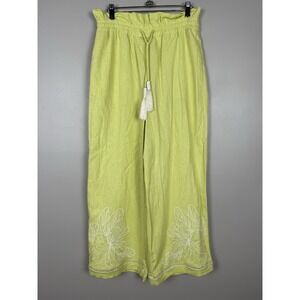 House of Harlow 1960 Linen Blend Wide Leg Floral Embroidered Pants‎ Tassel Beach